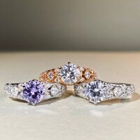 wholesale 18K White Gold 1-carat D-color moissanite ring for women, D-color hollow moissanite VVS1 cross-border wholesale purple diamond ring factory direct-Lavender-CBJZ521 (High Carbon Diamond)  US Size 7