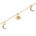 wholesale 925 Sterling Silver Gold-toned Star And Moon Necklace, Light Luxury Ins Style, Niche Fashion, Cross-chain Layering, Cross-border Stock-0-2