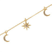 wholesale 925 Sterling Silver Gold-toned Star And Moon Necklace, Light Luxury Ins Style, Niche Fashion, Cross-chain Layering, Cross-border Stock-A117A-Gold 925 Silver