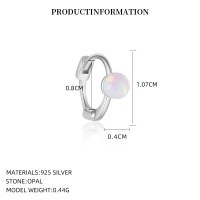 wholesale S925 Sterling Silver Cross-border Opal Earrings For Women, Fashionable Euro-american Luxury Round Australian Opal Series Ear Clips From Source Factory-E5712_Synthetic Opal_Platinum-plated_Single 925 Silver