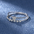 wholesale Metal S925 Sterling Silver Plated with White Gold, Moissanite Double Stackable Ring for Women, Slim and Delicate Row Ring, Pinky Ring Wholesale-0-2