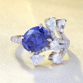 wholesale S925 Sterling Silver New 7*9mm Oval Tanzanite Ring for Women, Luxurious and Stylish Hot-Selling-0-0