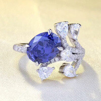 wholesale S925 Sterling Silver New 7*9mm Oval Tanzanite Ring for Women, Luxurious and Stylish Hot-Selling-R783 Tanzanite No. 9