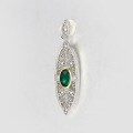 wholesale S925 Silver Green Chalcedony and White Zircon Pendant, a Niche French Vintage and Light Luxury Style by Dunli Jewelry-0-2