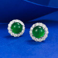 wholesale 925 Sterling Silver with 80 Simulated Green Chalcedony Earrings, Rich Lady Style Extravagant Classic Earrings-0-1