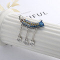 wholesale S925 Sterling Silver Ethnic Style Resin Enamel Craft Curved Tube Koi Fish Tassel DIY Freely Matched Pendant-0-1