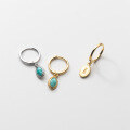 wholesale S925 silver Nalan1 Korean-style minimalist elegant oval ear cuff retro green pendant earrings for women M01334-0-2