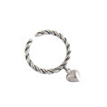 wholesale S925 Sterling Silver 151 Korean Version Minimalist Vintage Small Love Twist Adjustable Open Ring Versatile Silver Ring-0-4