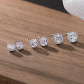 wholesale 999 Silver Fresh, Sweet, Ins Style, Niche Design, Minimalist Round Diamond Stud Earrings M06035-0-2