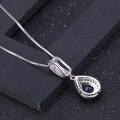 wholesale S925 Sterling Silver Fashion Creative European and American Style Inlaid Natural Sapphire Pendant Necklace-0-3