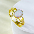 wholesale S925 silver with rose gold plating, new 1ct white opal inlaid ring for women, live-0-0