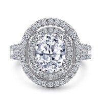 wholesale S925 Sterling Silver SKA Cross-Border E-Commerce Best-Seller Women's Wedding Ring Oval Zirconia Row Diamond Silver Jewelry Wholesale-Platinum US size 8#