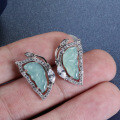 S925 Silver Wholesale Live Stream Source, Natural Weicui Blue Butterfly Earrings-0-1