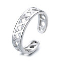 wholesale S925 Sterling Silver Irregular Cross-Cutout Open Adjustable Ring, Korean Style Minimalist Stackable Ring for Women-0-4