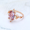 wholesale S925 Sterling Silver Natural Amethyst Women's Ring, February Birthstone, Hollow Heart Shape, Vintage Wholesale Manufacturer-0-2