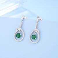 wholesale S925 silver natural stone earrings, directly supplied by the manufacturer, feature European and American fashion style with individually set green agate gemstones-Natural Green Agate &gt; 925 Silver
