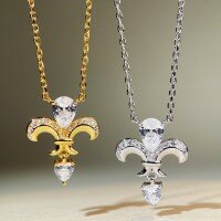 wholesale 925 silver plated with 18K gold iris flower necklace, elegant and versatile fashion retro water drop necklace-Gold-XL337>925 silver
