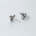wholesale Sterling Silver Earrings for Women, Thai Silver Retro Small Bee Earrings, Ethnic Style Animal Ear Accessories for Women E666-0-2