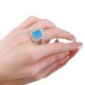 wholesale S925 Sterling Silver Zhuo Zhifan Jewelry New Retro-Set Marquise Diamond Ring for Women in Paraiba Color 9*11mm-0-4