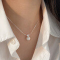 wholesale S925 Sterling Silver with Swarovski Pearl Necklace for Women, Korean Summer New Edition, Minimalist Luxury Small-Group Collarbone Chain-0-1