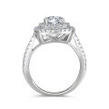 wholesale S925 silver plated with 18k gold, new double-row halo cushion cut 65mm full moissanite women's engagement ring-0-4
