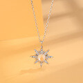wholesale Metal material, small niche design luxury clavicle chain snowflake octagram necklace for women elegant full drill moonstone pendant birthday gift-0-2