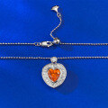 wholesale S925 Silver New 8*8mm Fanta Orange Iced Heart Cut Pendant, Live Streaming Hot Seller on Xiaohongshu-0-1