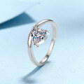 wholesale S925 Sterling Silver Versatile Cute Sweet Style Girlfriend Gift Heart-Shaped Moissanite Ring-0-1