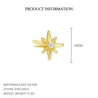 wholesale S925 Sterling Silver Minimalist Starry Sparkle Micro-Set Earrings for Women, Trendy Exquisite Design Cross-Border-E3224-Gold/Pair 925 Silver