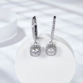 wholesale Metal material comes first: D-color moissanite classic princess cut minimalist women's diamond-studded hook earrings that won't fall off-0-1