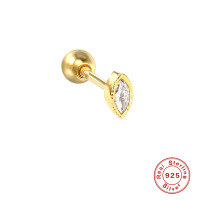 wholesale S925 Sterling Silver Geometric Diamond Inlaid Body Thread Ear StudsIns-Single gold-style 1