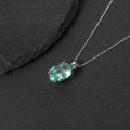 wholesale S925 Sterling Silver Green Spinel Necklace Collarbone Chain Minimalist Elegant Gem Pendant New Arrival-0-4