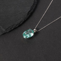wholesale S925 Sterling Silver Green Spinel Necklace Collarbone Chain Minimalist Elegant Gem Pendant New Arrival-Green Spinel Necklace 925 Silver