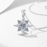 Sterling Silver D Color Moissanite 1 Carat Star Necklace Pendant-[Empty Setting] 1 Carat Necklace  925 Silver