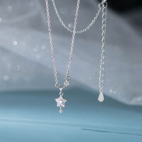 wholesale S925 Sterling Silver Fresh and Sweet Ins Style Small and Unique Design Personality Full Diamond Five-Pointed Star Necklace Y01854-S925 Silver Necklace 925 Silver