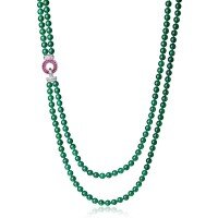 wholesale 925 Silver Gold-Plated Choker Necklace with High-Carbon Diamond, Muzo Green Agate, New Chinese Style for Qipao Women's Necklace-Double row necklace 925 silver