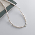 wholesale S925 Silver Sweet Princess Style High-Luster Domestic Pearl Necklace Smooth Bow Chaebol Heiress Collarbone Chain Y0152-0-1