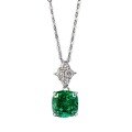 wholesale S925 Silver Necklace European and American New Imported High Carbon Diamond 8*8mm Fat Square Emerald Green Diamond Minimalist Style One-Piece Drop Shipping-0-4