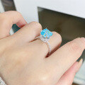 wholesale 925 Sterling Silver Aquamarine Ring Women's Asscher Cut 9X9 Pagoda Four-Prong Diamond Engagement Ring Wedding Prop Factory Direct-0-2