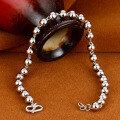 wholesale 990 Sterling Silver Maker's Plain Buddha Bead Bracelet for Men, Fashion Minimalist Beaded Chain Round Bead Bracelet Anklet-0-6