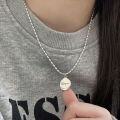wholesale 925 Sterling Silver Oval Pendant English Letter Necklace for Women, KoreanIns Style Millet Grain Collarbone Chain-0-1