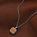 wholesale 925 Silver 2ct Square 7*7 High Carbon Diamond Pendant Necklace, Ins40+3-0-6