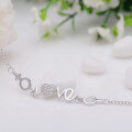 wholesale S925 Sterling Silver English LOVE Bracelet for Women, Korean Style Minimalist Niche Design Silver Bangle Fashion Versatile Hand Jewelry-0-2