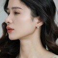 wholesale S925 Sterling Silver Cross-Border New Korean and Japanese Style Minimalist Geometric Opal Stud Earrings Fashion Trendy Women's Earrings Wholesale-0-1
