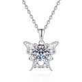 S925 Silver Moissanite Necklace Women Butterfly Mini Pearl Design Wholesale-0-3