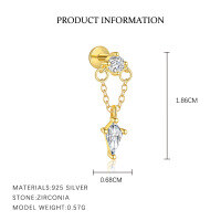 wholesale S925 Sterling Silver-E5363-Gold/Single 925 Silver