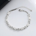 wholesale S925 Sterling Silver Retro Heavy-Duty Square Love Letter Necklace and Bracelet Trendy Hip-Hop Jewelry-0-2