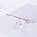 wholesale S925 Sterling Silver Cross-Border Best-Selling Wishbone Necklace, Minimalist Geometric Necklace for Women, European and American Creative Design Factory Wholesale-0-1