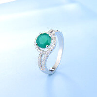 wholesale S925 Sterling Silver with Natural Garnet, Topaz, and Crystal Gemstones for Daily Commute Unisex Ring-Natural Chrysoprase Ring  US Size 7