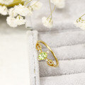 wholesale 925 Sterling Silver Gold-Plated Japanese Light Luxury New Arrival Dainty Peridot Ring for Women, Drop Shipping Available-0-3